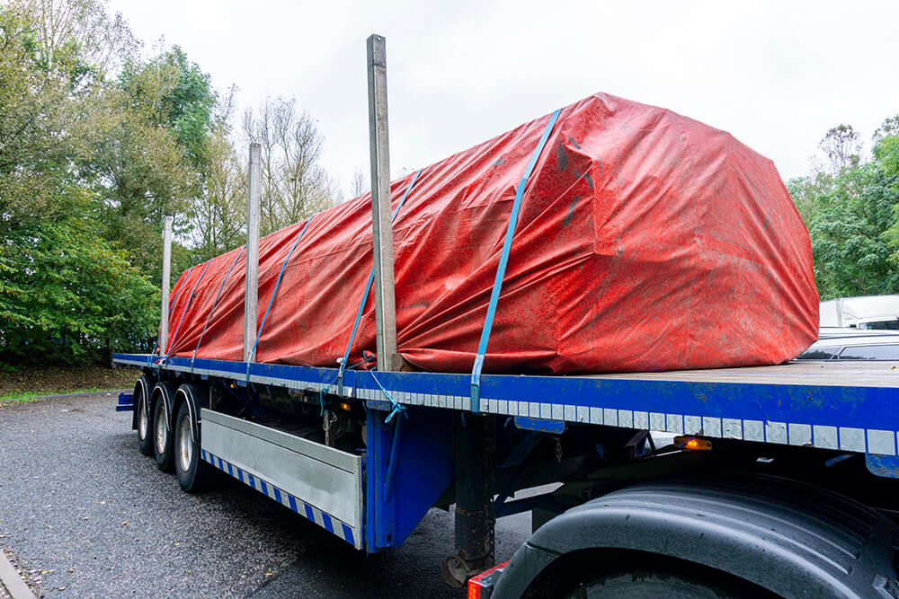 truck with tarped load