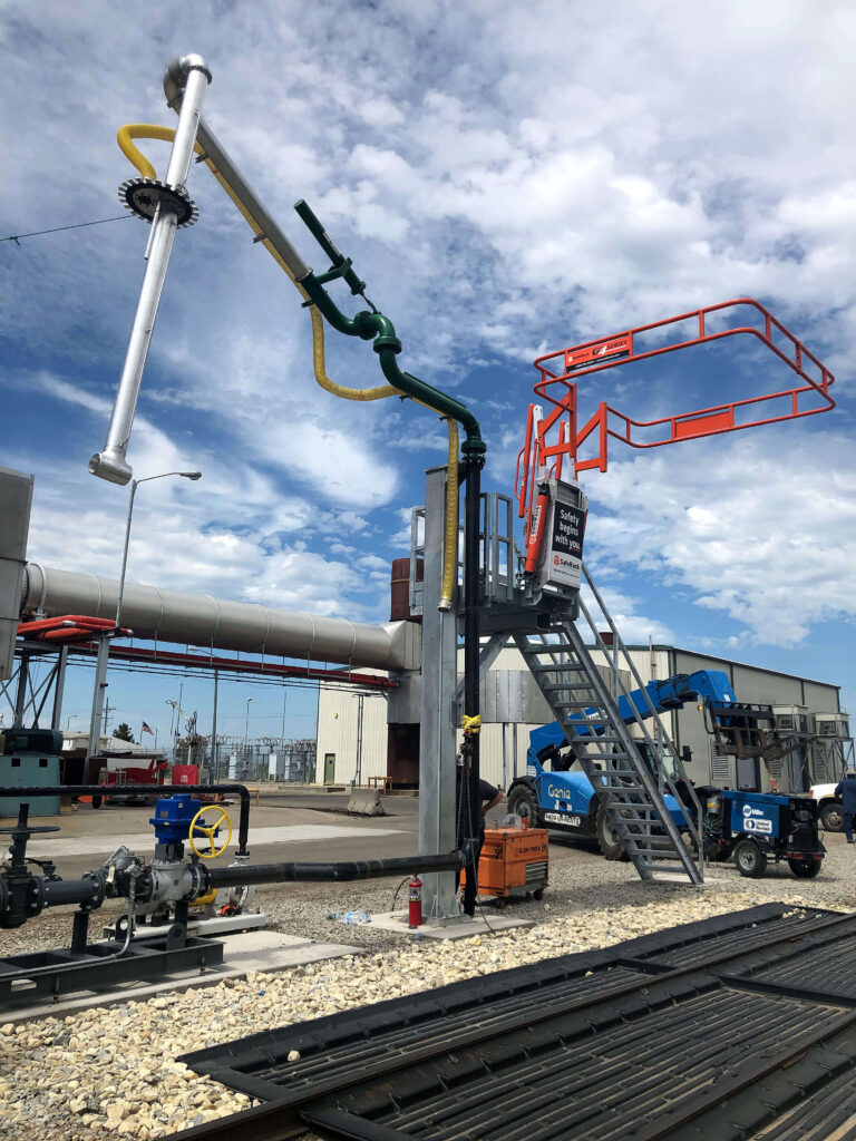 Railroad Loading Platform with Safety Cage and Spill Containment Pan