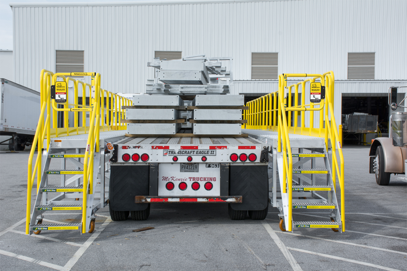 Loading flatbed trailer